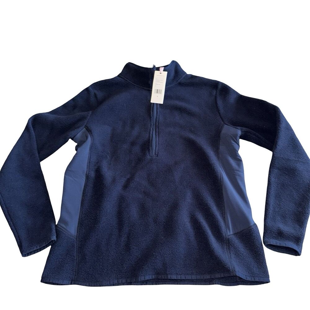 Vineyard Vines Blank Fleece Harbor Pullover Small NWT Navy Blue Quarter Zip‎